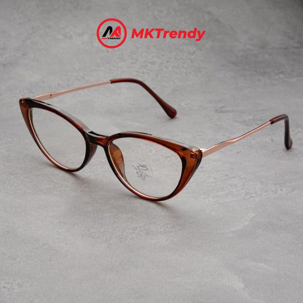 MKTRENDY Kính mắt mèo thời trang nữ gọng kim loại chống tia UV chống ánh sáng xanh phong cách K25