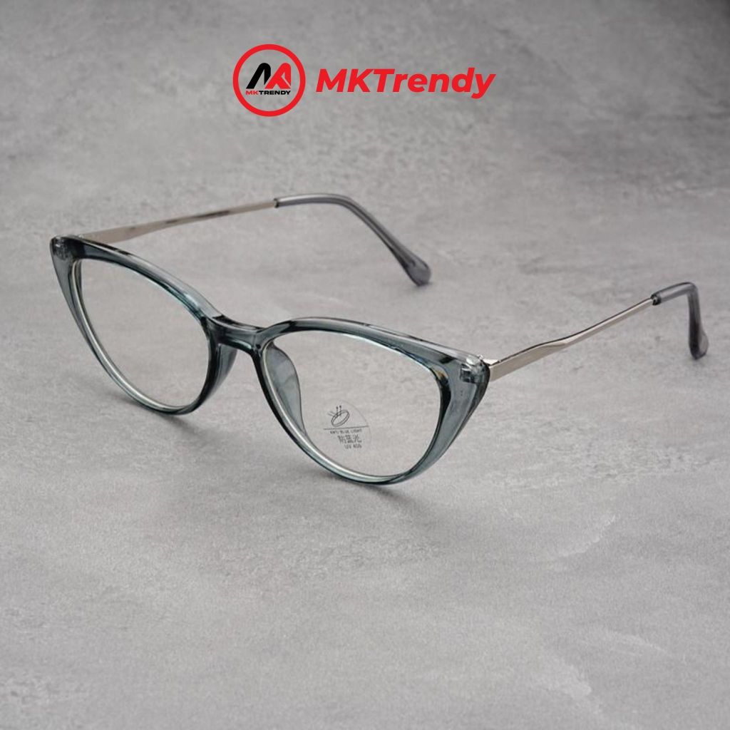 MKTRENDY Kính mắt mèo thời trang nữ gọng kim loại chống tia UV chống ánh sáng xanh phong cách K25