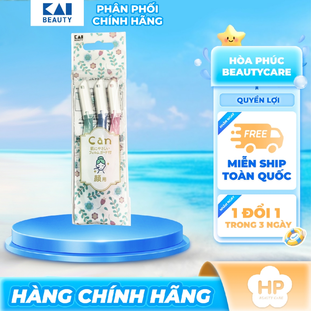 Dao Cạo Lông Mặt Cán Dài Dành Cho Nữ Kai Razor Can Face 17810 (1 Set 3 Cây)