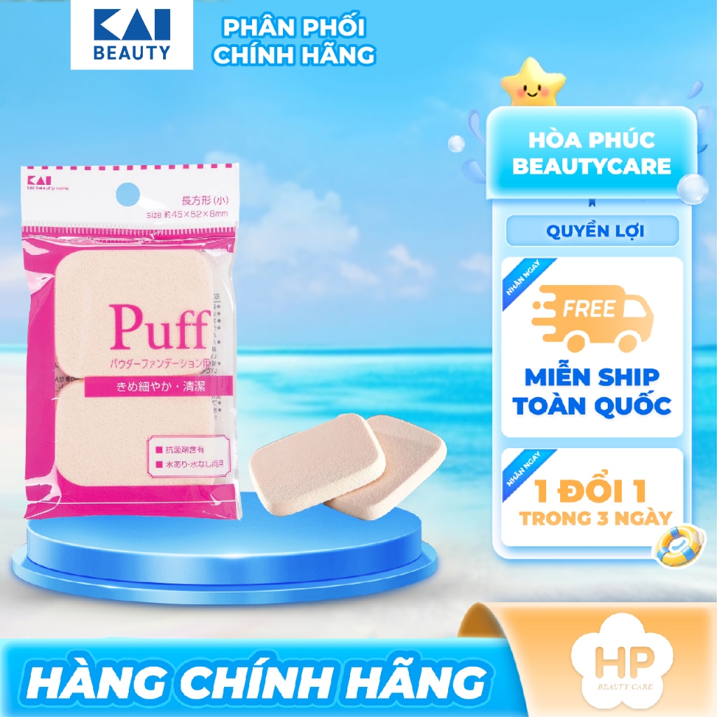 Bông Phấn Trang Điểm Kai 87386-KX0212 (Màu Hồng Set 2 Mút)