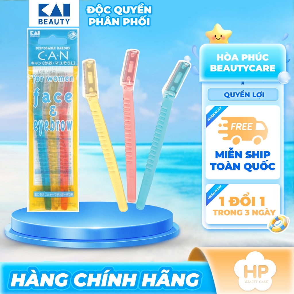 Dao Cạo Lông Mặt Cán Gập Kai Can Compact 12440 CS-3P (Set 3 cây)