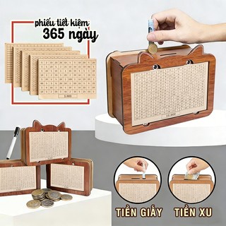 Hộp gỗ tiết kiệm tiền giá trị, ống tiết kiệm hữu ích, dùng cho tiền giấy, tiền xu, thiết kế tiết kiệm theo đơn giá