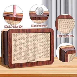 Hộp gỗ tiết kiệm tiền giá trị, ống tiết kiệm hữu ích, dùng cho tiền giấy, tiền xu, thiết kế tiết kiệm theo đơn giá