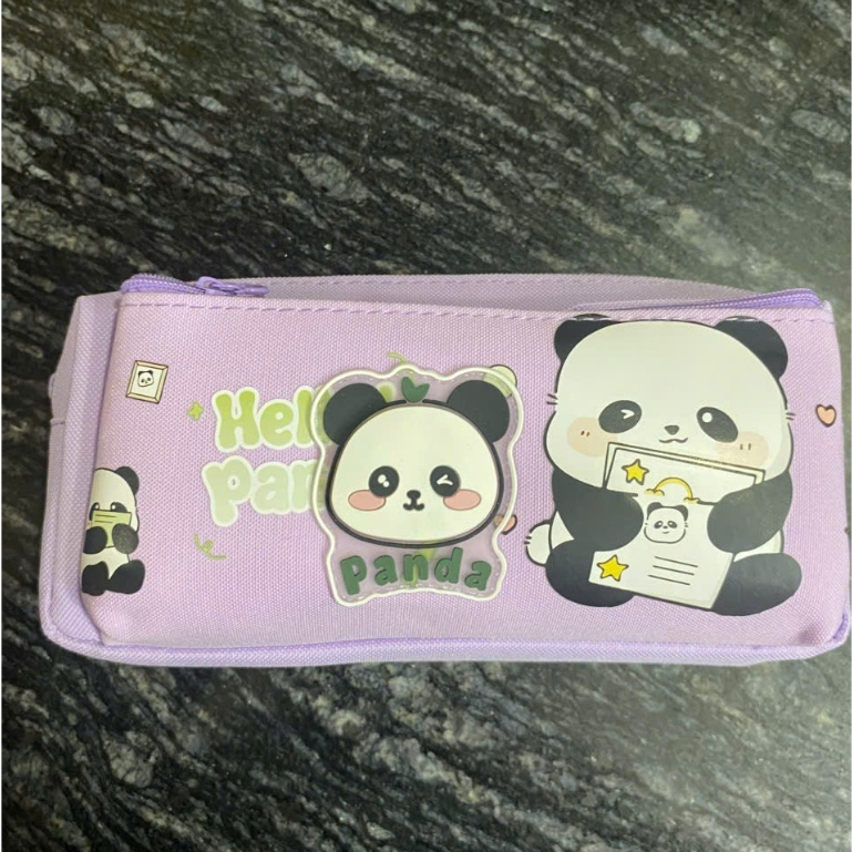 Ví Bút Dễ Thương Baby Study Panda Hộp Bút Vải Khóa Kéo Mini Cho Học Sinh