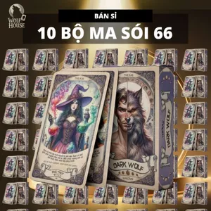 Combo 10 Bộ Ma Sói Tarot Darkwolf 66 Lá Giấy Cứng Hộp Nâu Họa Tiết Đẹp Dễ Mang Theo THE KAS