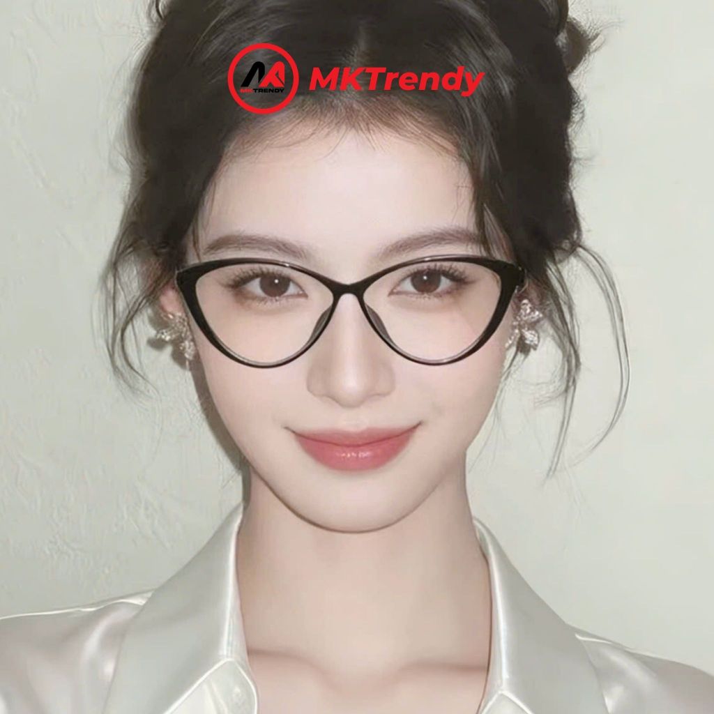 MKTRENDY Kính mắt mèo thời trang nữ gọng kim loại chống tia UV chống ánh sáng xanh phong cách K25