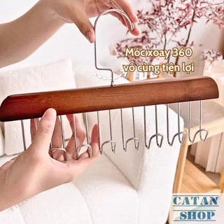 Móc Gỗ Treo Quần Áo, Móc Đa Năng 8 Móc Treo Đồ Tiện Lợi Tiết Kiệm Không Gian Tủ Gỗ Tự Nhiên Chống Gỉ
