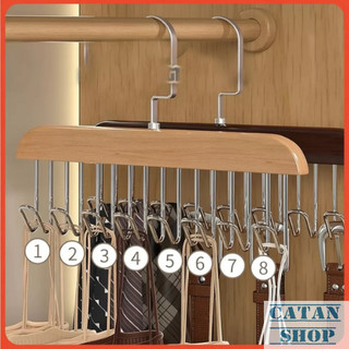Móc Gỗ Treo Quần Áo, Móc Đa Năng 8 Móc Treo Đồ Tiện Lợi Tiết Kiệm Không Gian Tủ Gỗ Tự Nhiên Chống Gỉ