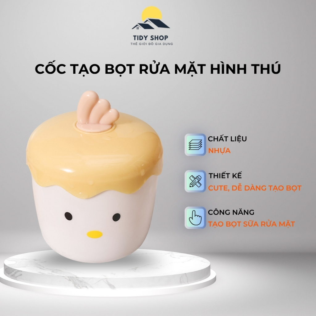 Cốc Tạo Bọt Rửa Mặt Hình Thú, TIDY SHOP, Ly Tạo Bọt Sữa Rửa Mặt, Dụng Cụ Đánh Bọt Rửa Mặt, Cốc Tạo Bọt Tiện Lợi