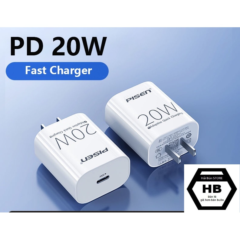 [ HỎA TỐC ] Bộ sạc nhanh 20W PISEN chính hãng an toàn tiêu chuẩn khôn nóng máy BH 6 tháng