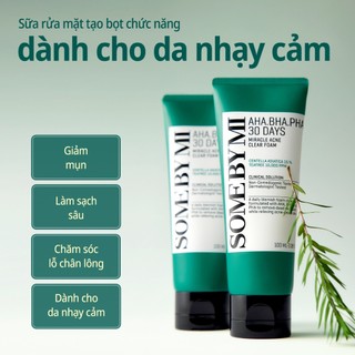Sữa Rửa Mặt Giảm Mụn Some By Me AHA-BHA-PHA 30 Days Miracle Acne Clear Foam 100ml