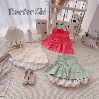 Áo hè trẻ em, Áo xếp ly bé gái dáng xoè nhiều màu 9-25kg A580 Tiểu Yến KID