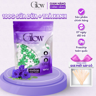 Sáp Wax Lông Trà Xanh Mix Sữa Dừa Gói 100gr GLOWWAXING Dùng Cho Da Nhạy Cảm CHE TÊN