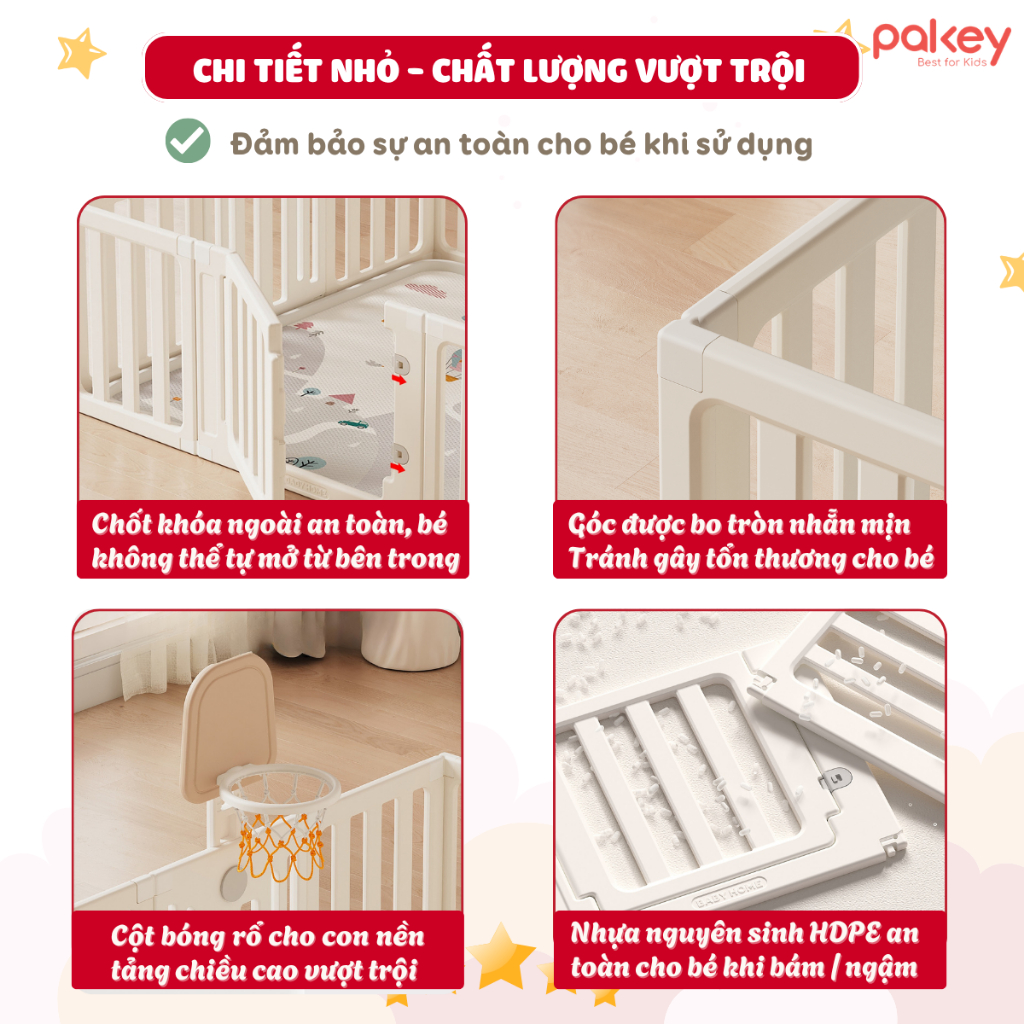 [HỎA TỐC] Quây Cũi Nhựa Cho Bé Mẫu Mới Baby Home, Quây Kết Hợp Lều, Cột Bóng Rổ Tạo Không Gian Vui Chơi Cho Bé