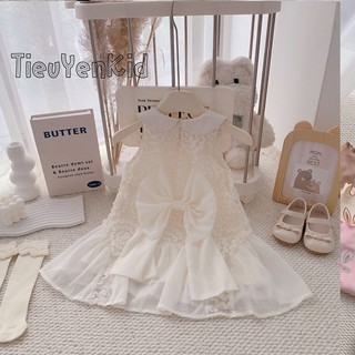 Váy hè bé gái, Váy công chúa kem bé gái đính nơ 9-26kg V732 Tiểu Yến KID