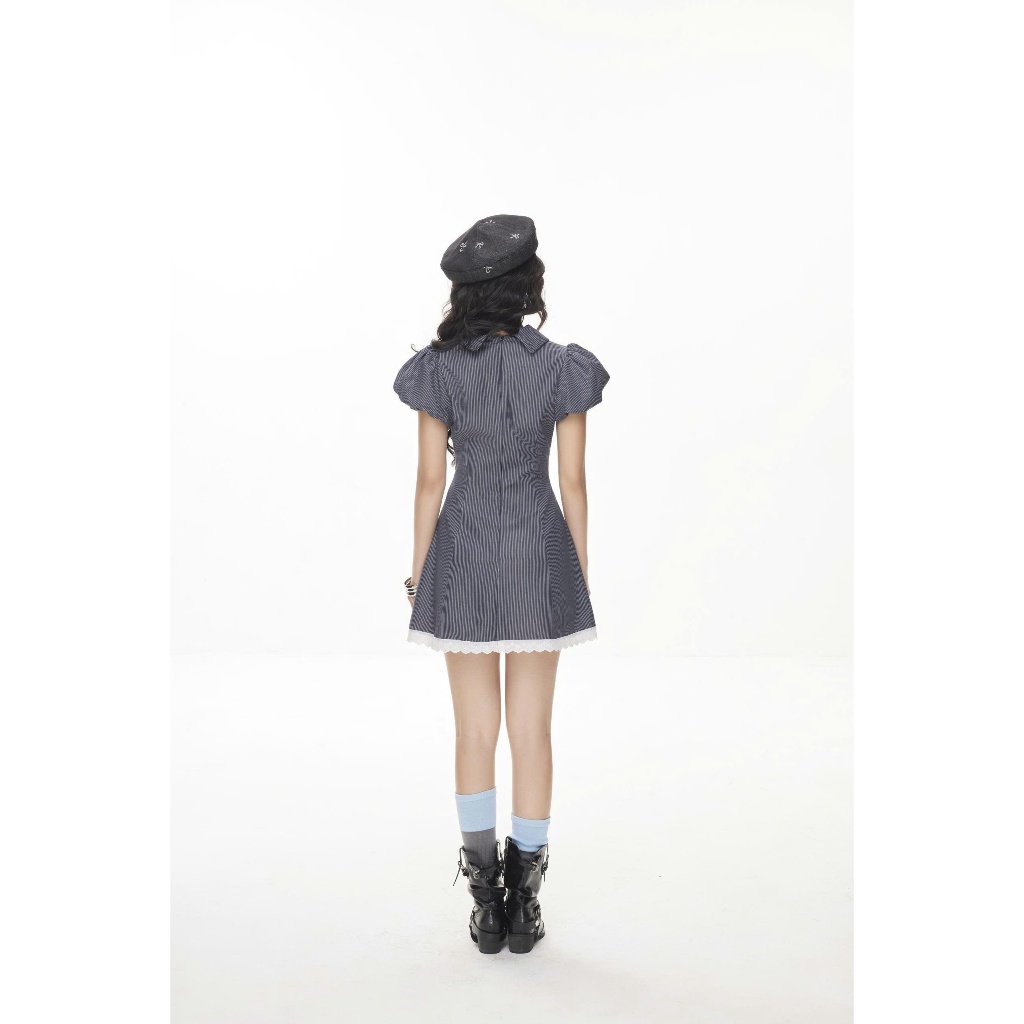 Đầm Nữ HYATOR DRESS Tay Phồng Cổ Lá Sen Thắt Ruy Băng Dễ Thương SECODEE