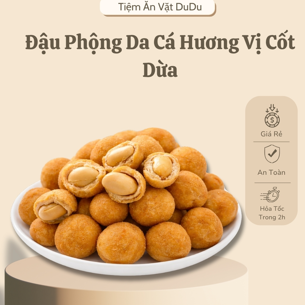 Đậu Phộng Da Cá Vị Nước Cốt Dừa, Đậu Phộng Da Cá Giòn Tan, Ăn Ngon Khó Cưỡng Đồ Ăn Vặt - Tiệm Ăn Vặt DuDu