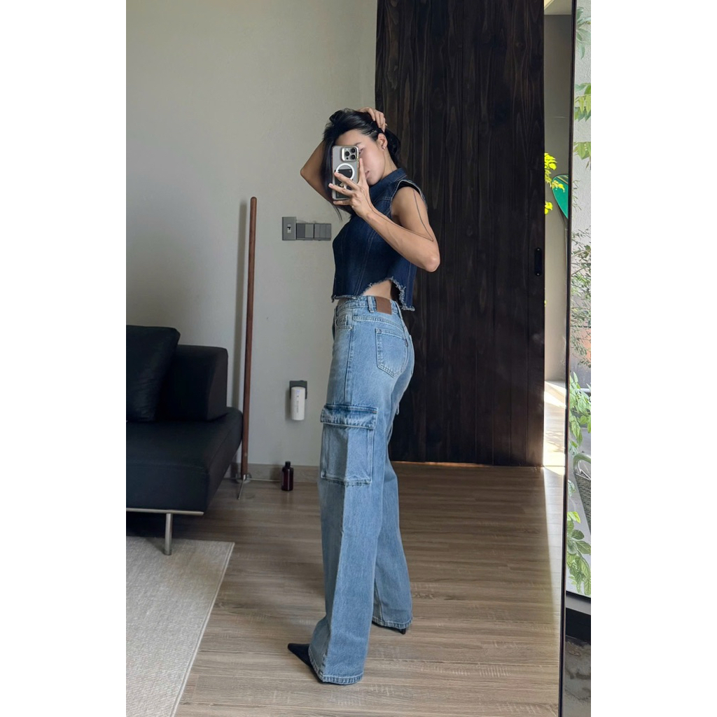 [MIDDUA] Jeans suông túi hộp - JN224