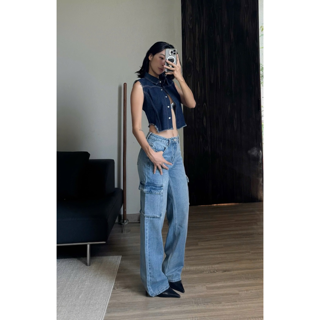 [MIDDUA] Jeans suông túi hộp - JN224
