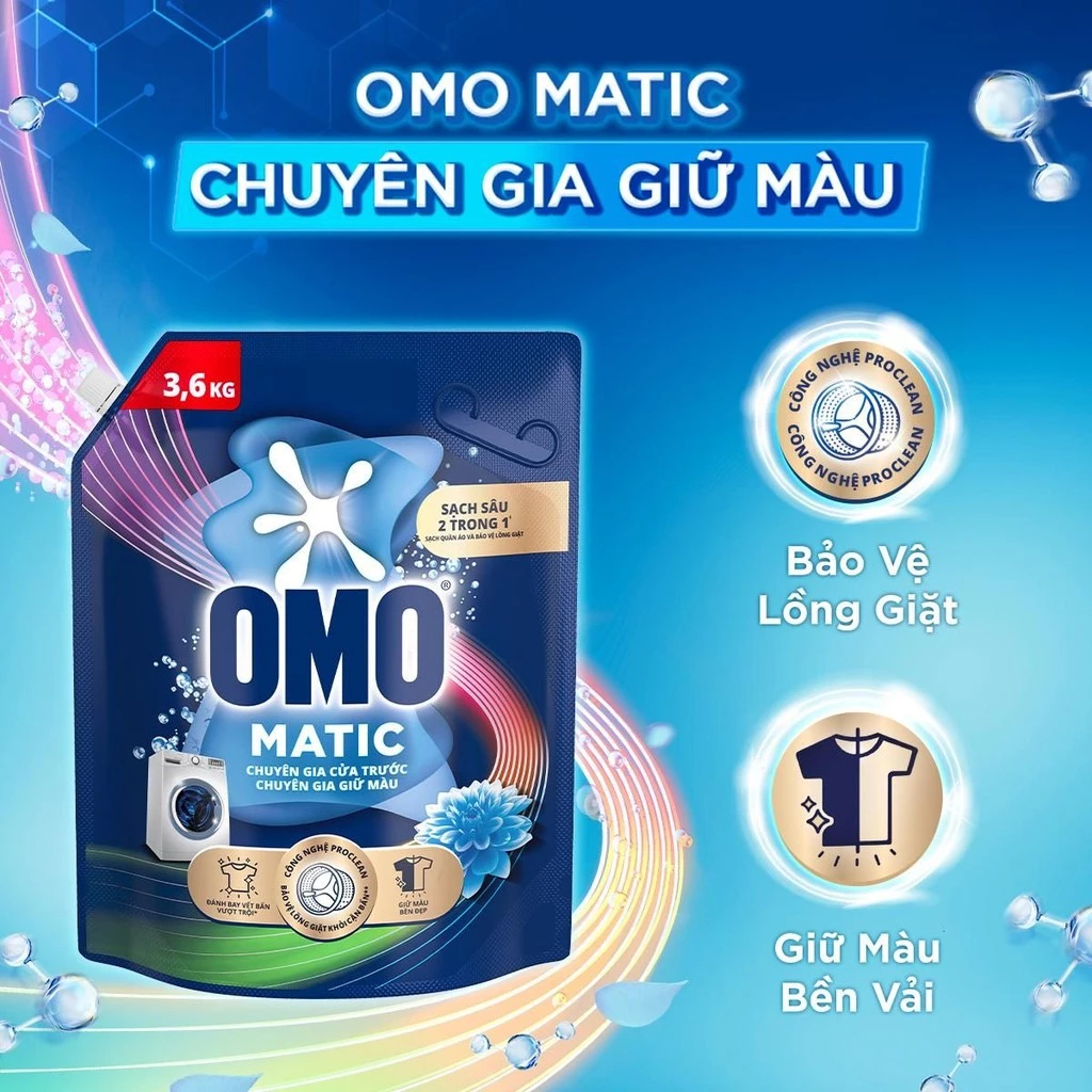 Nước giặt OMO Matic túi 3.6kg Và 3.7kg