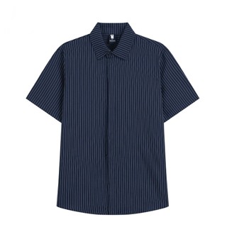 [HÀNG MỚI VỀ] Áo Sơ Mi Nam Ngắn Tay Vải Cotton Spandex, Họa Tiết Sọc Giấu Cúc Thời Trang