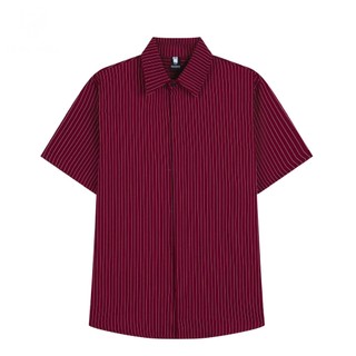 [HÀNG MỚI VỀ] Áo Sơ Mi Nam Ngắn Tay Vải Cotton Spandex, Họa Tiết Sọc Giấu Cúc Thời Trang