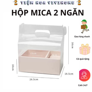 Hộp 2 Ngăn MICa Trong Suốt Đựng Hòa và Bánh Cầm Tay Làm Quà Tặng DIY