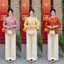 Set Bà Ba Suông Chất Liệu Vải Tencen Tơ Tằm Ánh Kim Chữ Thọ Phối Cúc Bọc Size S M L - DL001