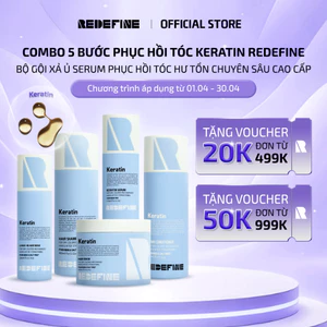 Combo 5 Bước Phục Hồi Tóc Keratin REDEFINE-Bộ Gội Xả Ủ Serum Phục Hồi Tóc Hư Tổn Chuyên Sâu Cao Cấp