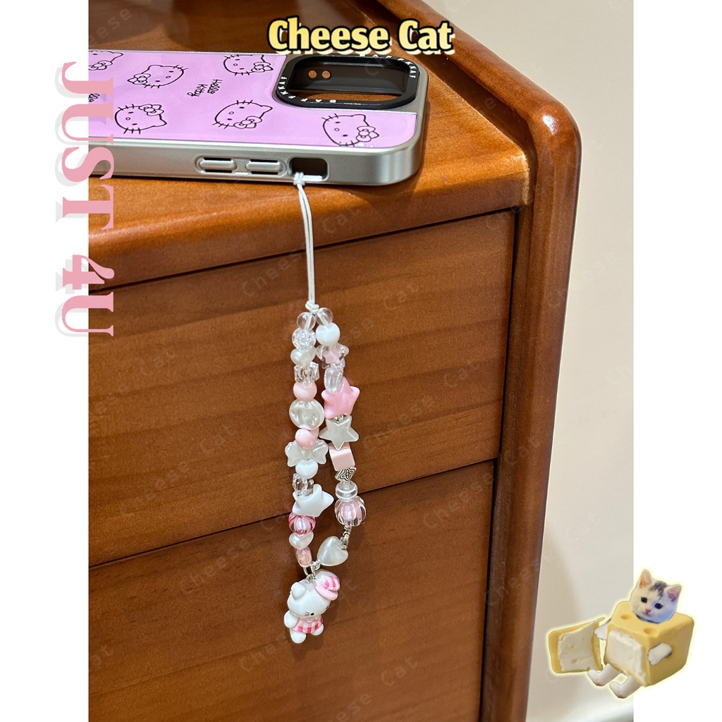 Màu hồng dễ thương Ngôi sao trắng Kitty Dây buộc hạt Dây buộc chống thất lạc