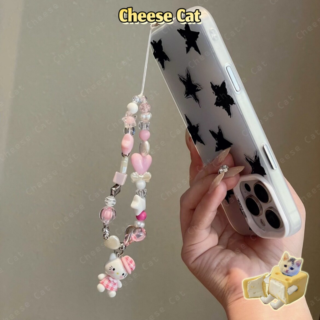 Màu hồng dễ thương Ngôi sao trắng Kitty Dây buộc hạt Dây buộc chống thất lạc