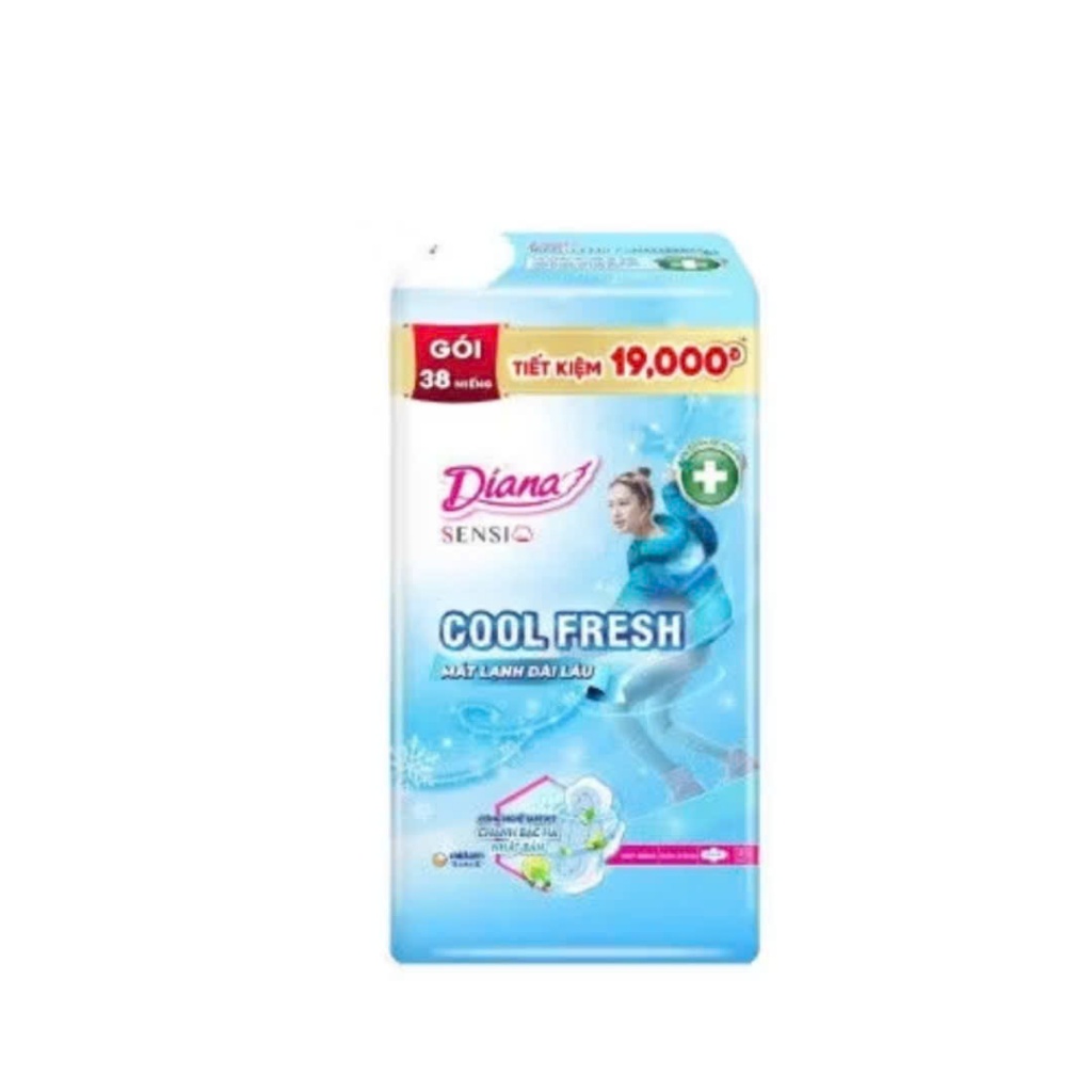 Băng vệ sinh Diana Sensi Cool Fresh siêu mỏng cánh gói 38 miếng