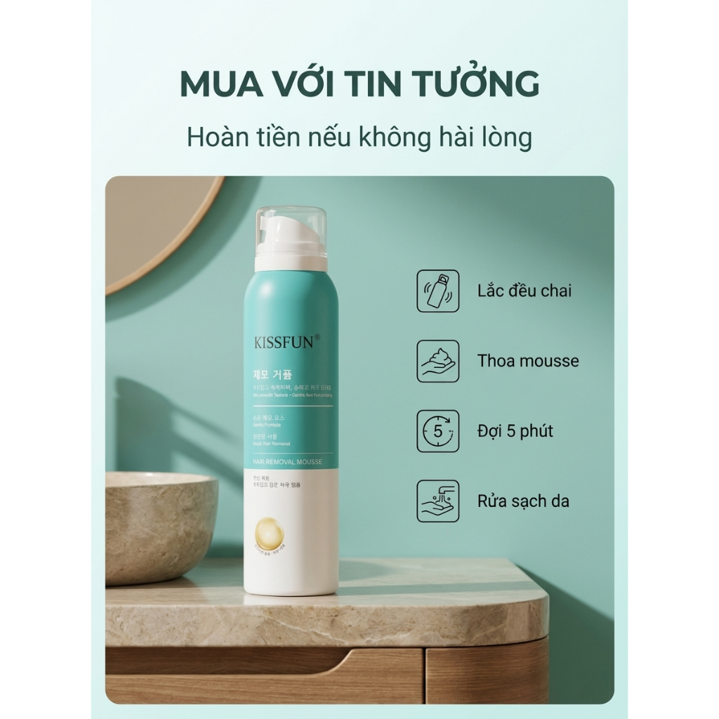 ✨Mousse tẩy lông KISSFUN 150ml | Dịu nhẹ - Không đau rát✨