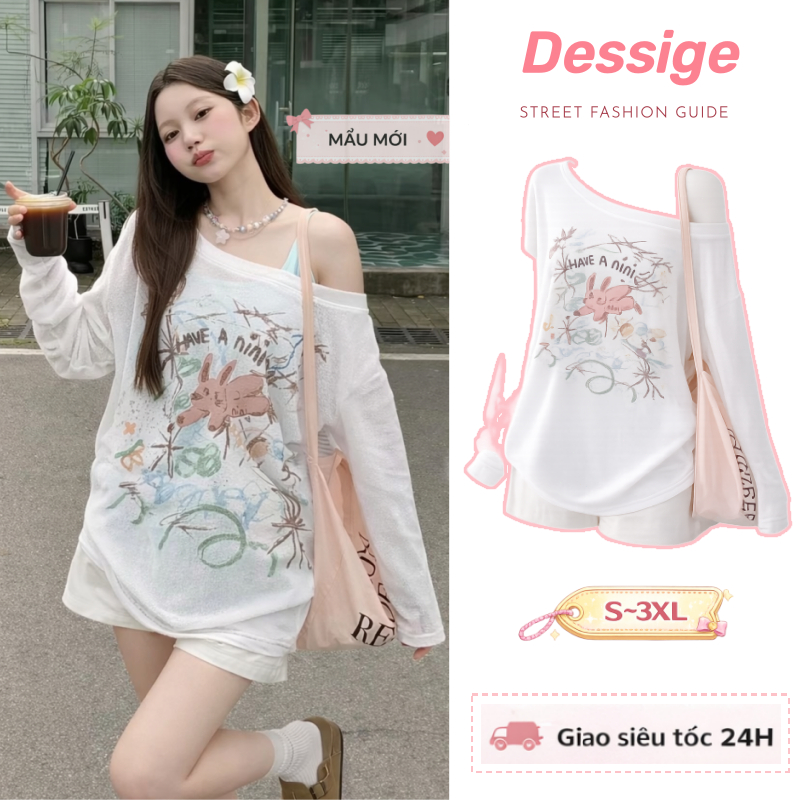Áo chống nắngTrễ Vai Tay Ovesize Dài dài tay mỏng nhẹ mùa hè dành cho nữ