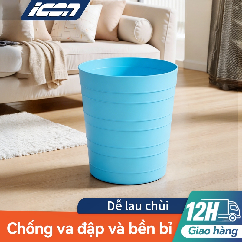 Thùng rác ICON miệng rộng – chống va đập, tối giản, dùng cho văn phòng, bếp, nhà vệ sinh