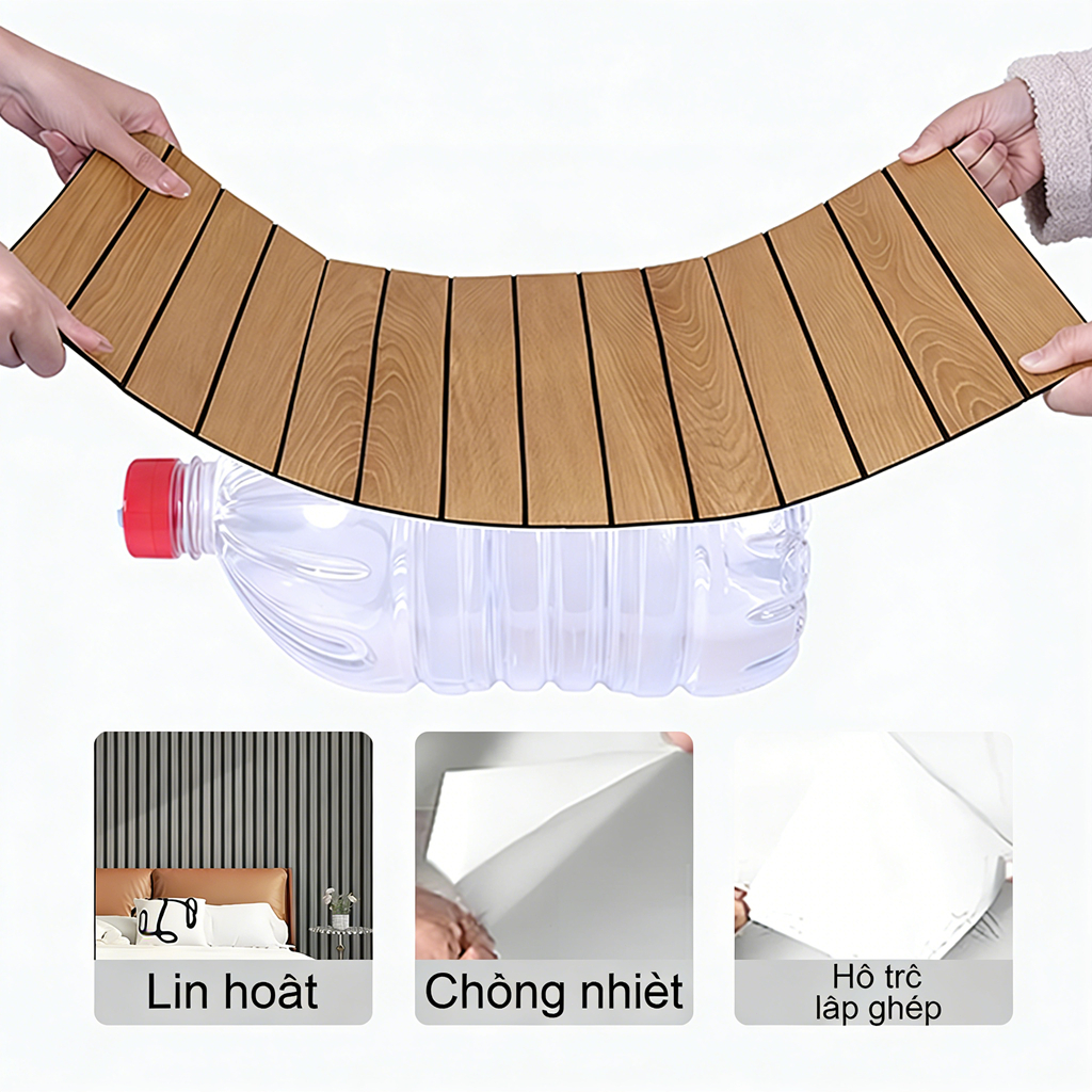 Decal Dán Tường 3D Gỗ Cao Cấp Chống Ẩm Mốc Cho Phòng Bếp Phòng Ngủ Trang Trí Nhà Cửa Đẹp,60x300cm