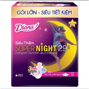Băng vệ sinh Diana ban đêm siêu thấm Supernight 29cm (12 miếng)