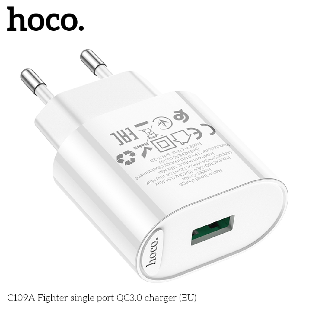 Củ Sạc Nhanh 18W HOCO Kèm Cáp Sạc 2M Type C / Micro / Cáp 3 Đầu Hoặc Củ Riêng – Sạc USB QC3.0