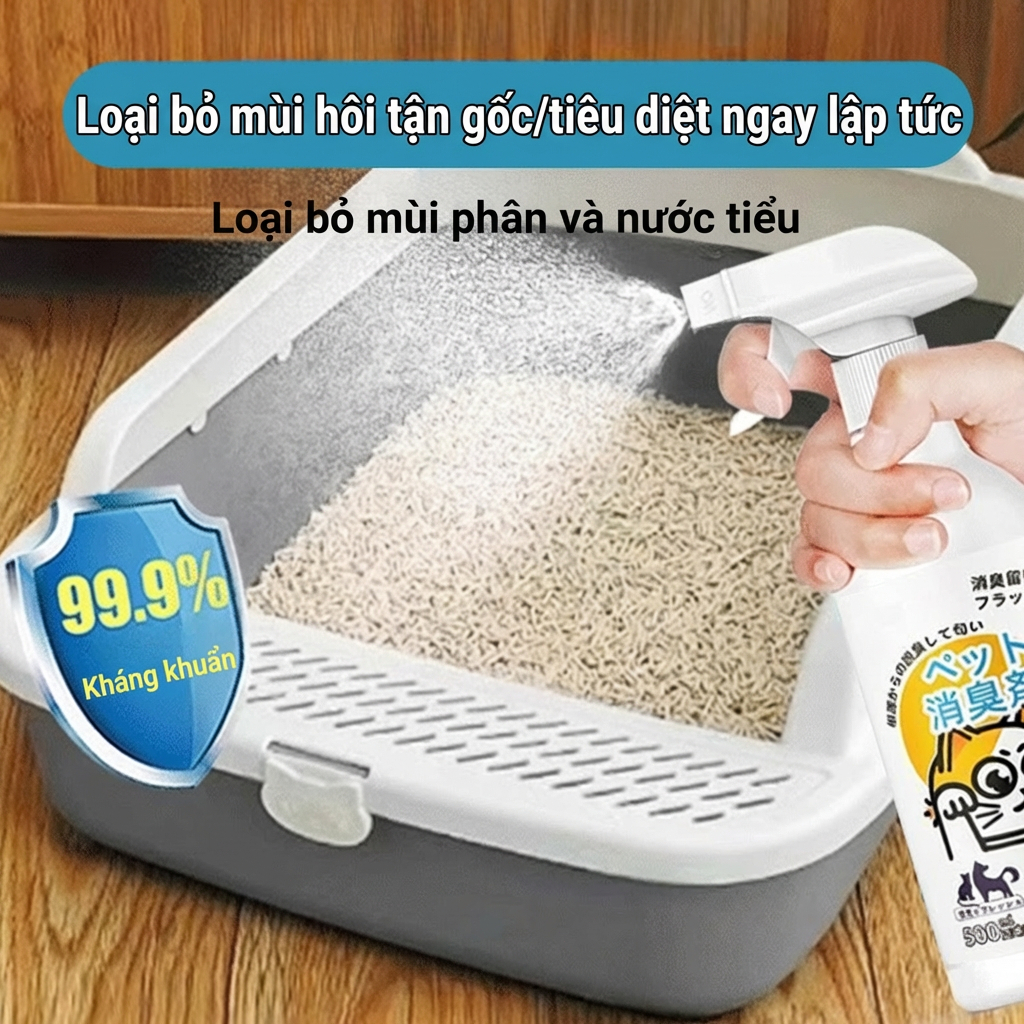 🐱 Khử Khuẩn & Khử Mùi Trong 3 Giây 🐶 Xịt Khử Mùi Thú Cưng – Mùi Nước Tiểu Mèo, Mùi Chó, Cát Vệ Sinh, Ngăn Vi Khuẩn 24h