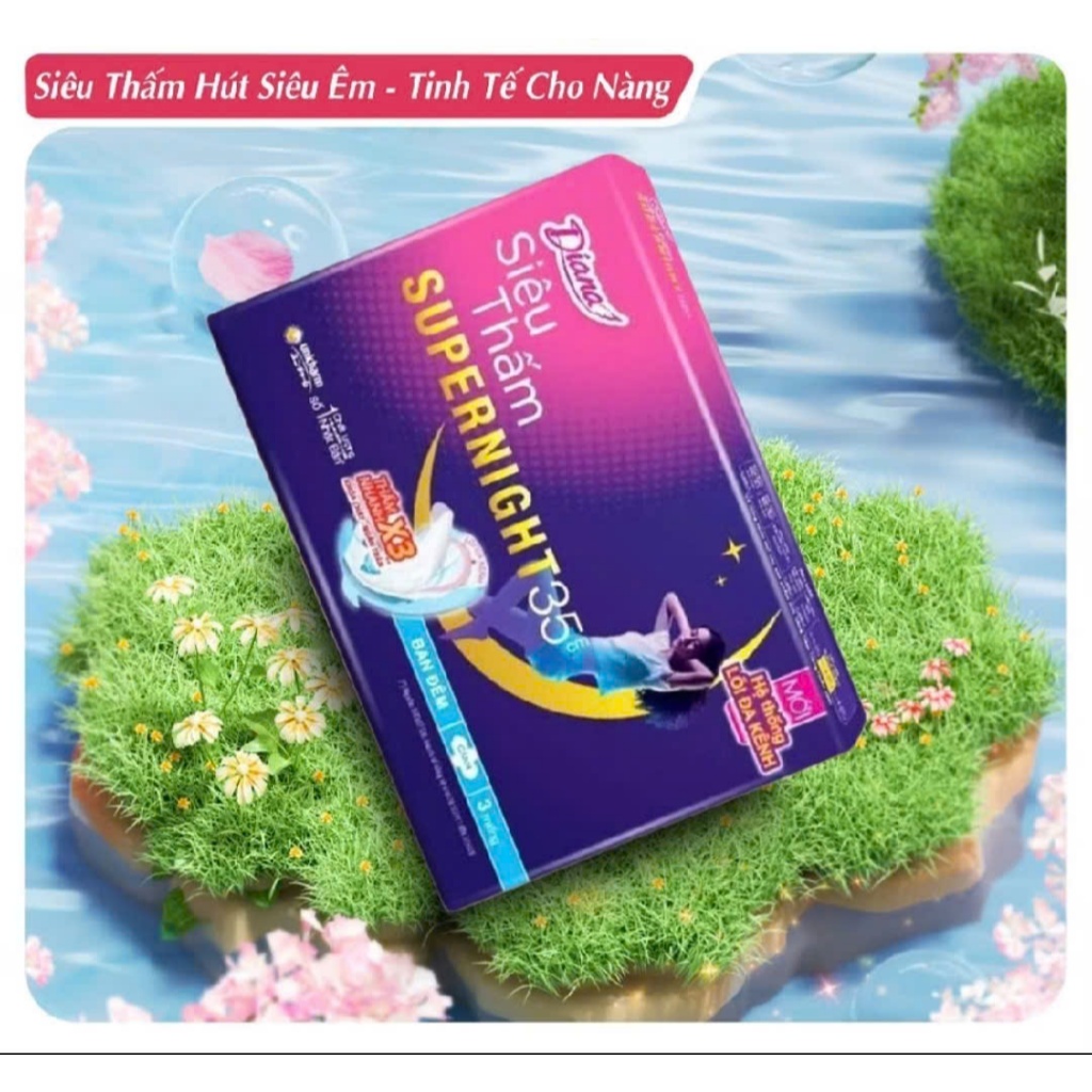 Băng vệ sinh Diana ban đêm siêu thấm Supernight 35cm (12 miếng)