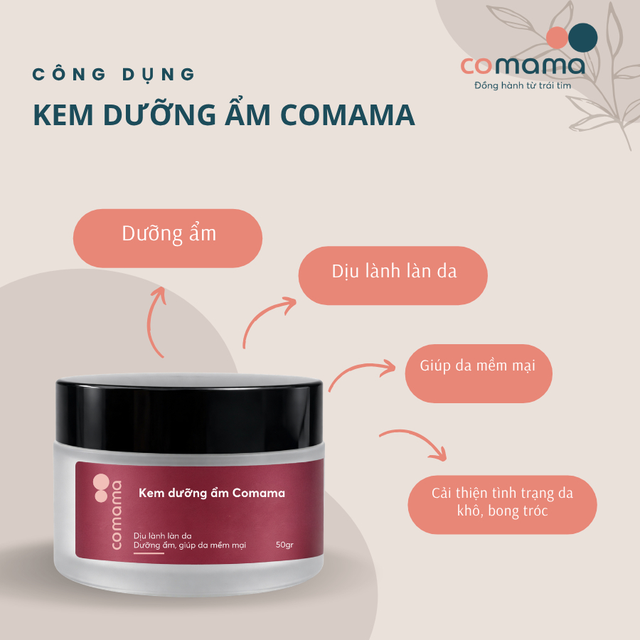 Comama Kem dưỡng ẩm dịu lành làn da, mỏng nhẹ, thấm nhanh, không bết dính giữ da ẩm mượt 50gr