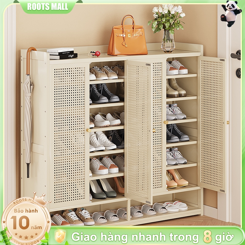 Tủ Giày 2/3/4 Cánh Phong Cách Nhật Bản Tối Giản, Màu Vani Sang Trọng Thông Thoáng Chống Ẩm Tre và gỗ