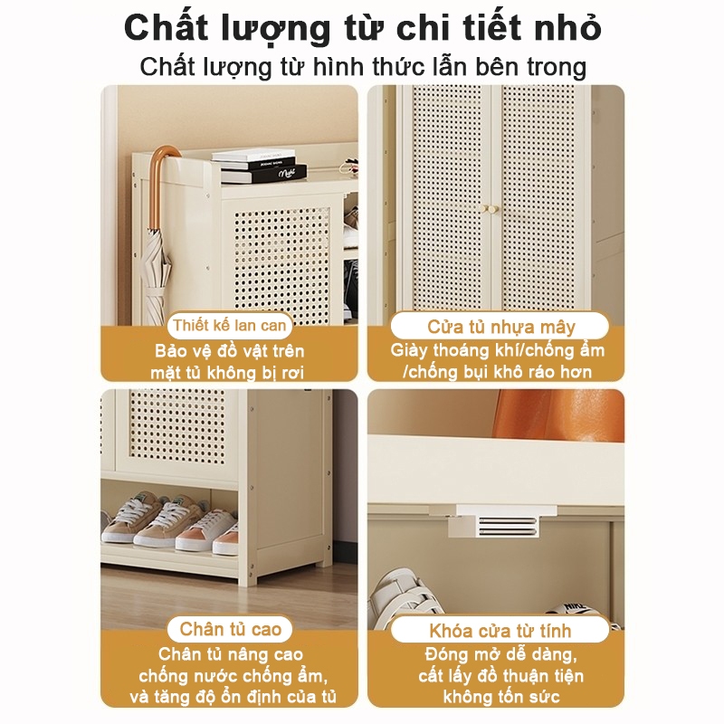 Tủ Giày Tre Gỗ 5/6/7/8 Tầng Đan Mây Màu Đen Thiết Kế Tối Giản Mặt Tủ Rộng Để Trang Trí  Siêu Chứa Đồ