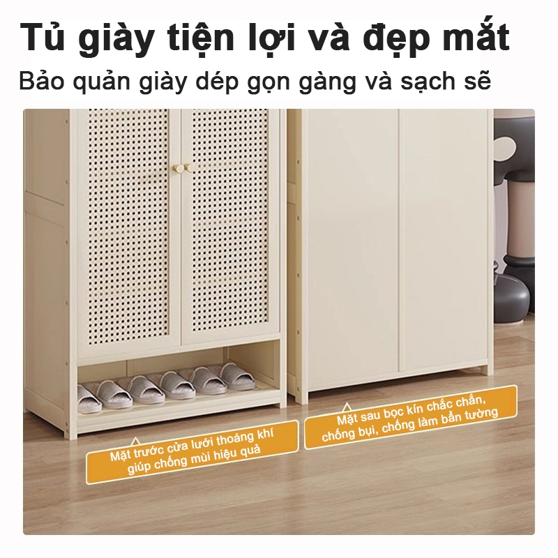 Tủ Giày Tre Gỗ 5/6/7/8 Tầng Đan Mây Màu Đen Thiết Kế Tối Giản Mặt Tủ Rộng Để Trang Trí  Siêu Chứa Đồ