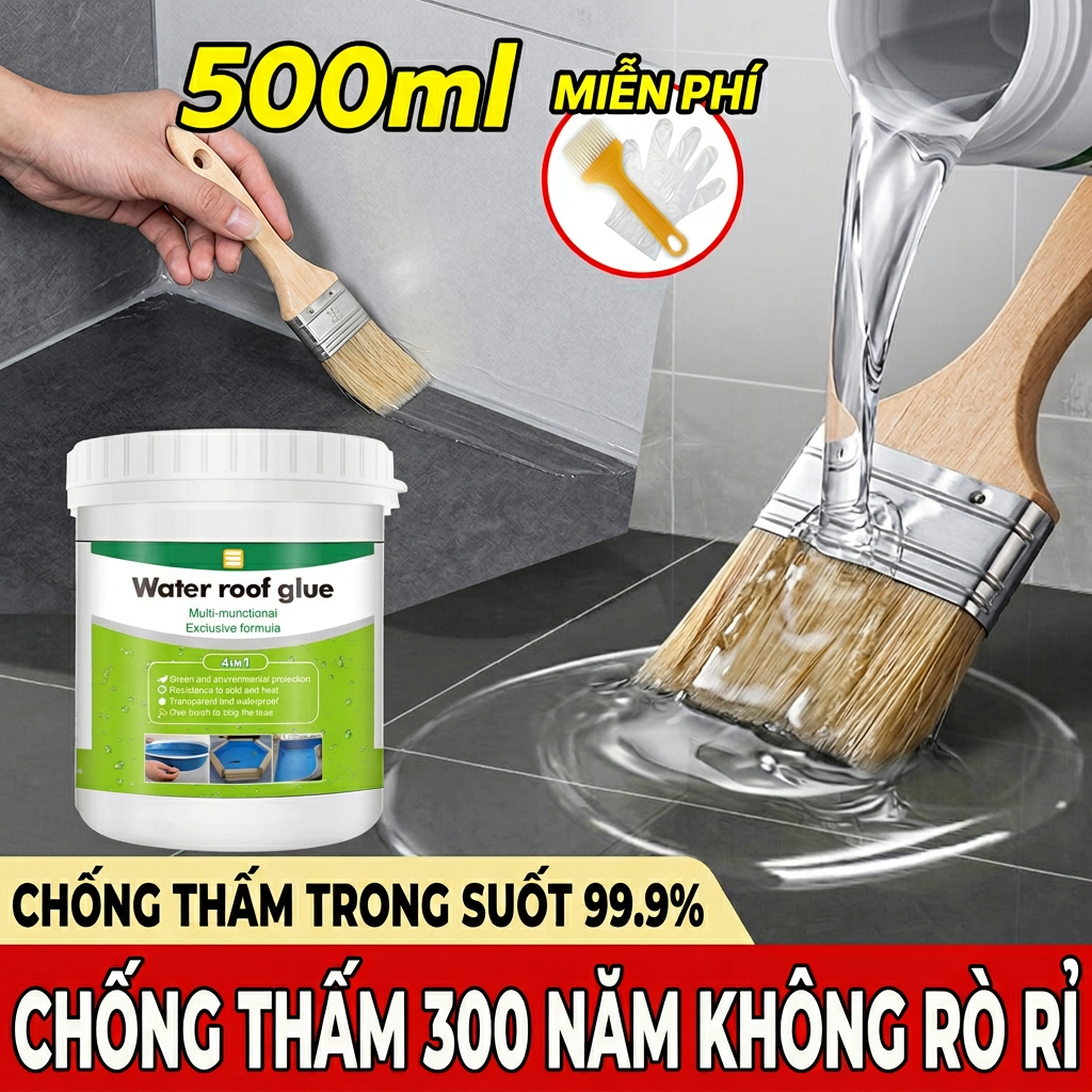 【Chống Thấm 100 Năm】Keo Chống Nước Trong Suốt 500ml – Bịt Vết Rò Rỉ, Ngăn Thấm Nước, Chất Lượng Cao