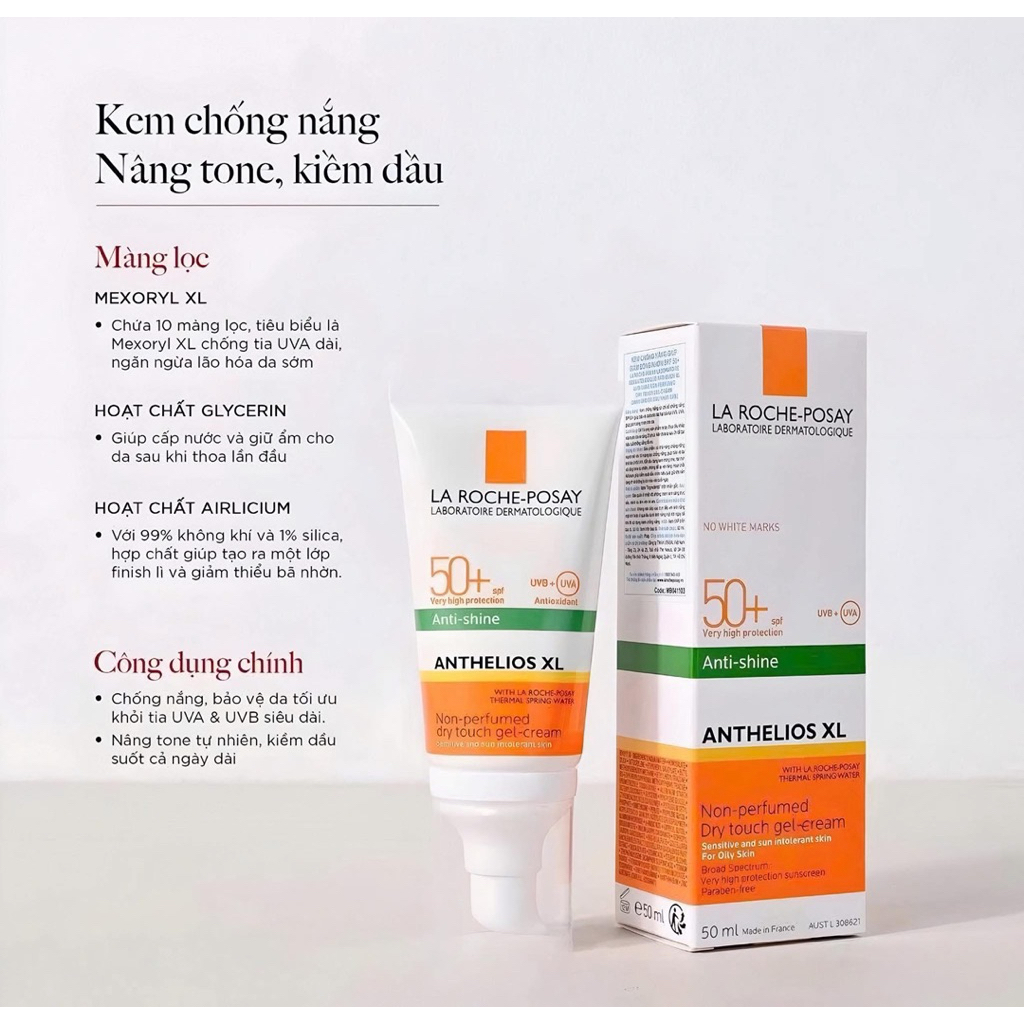 [MẪU MỚI 2025 BẢN CÔNG TY] KEM CHỐNG NẮNG LAROCHE POSAY VẠCH XANH CHO DA DẦU,MỤN
