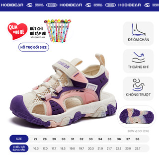 Sandal bé gái HOBIBEAR AU7878 Hồng pastel có mũi giày chống va chạm