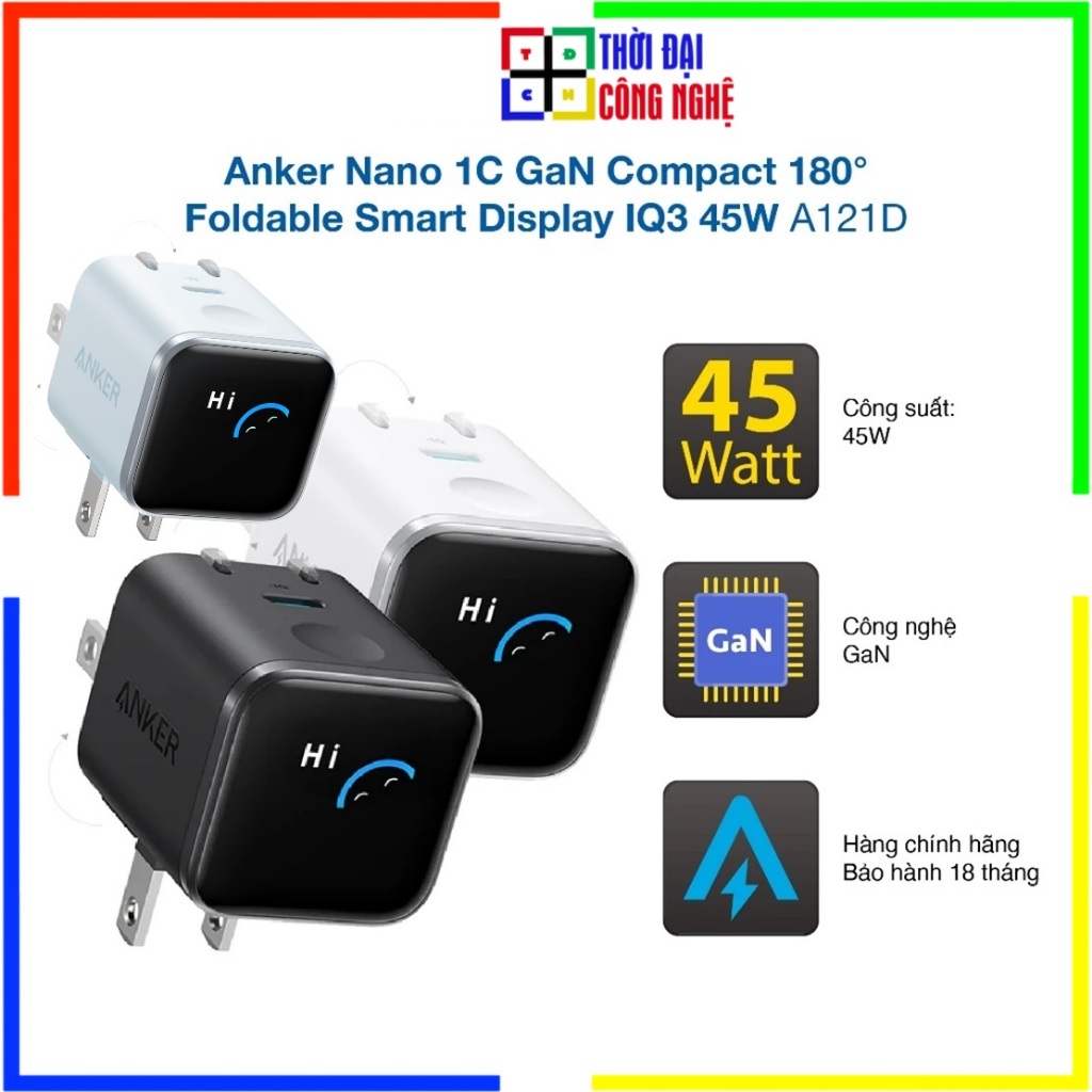Củ Sạc Nhanh Anker Nano 1C 45W A121D - Nhỏ Gọn, Sạc Siêu Nhanh 2.0 - Bảo Hành 12 Tháng - Thời Đại Công Nghệ Chính Hãng | BigBuy360 - bigbuy360.vn
