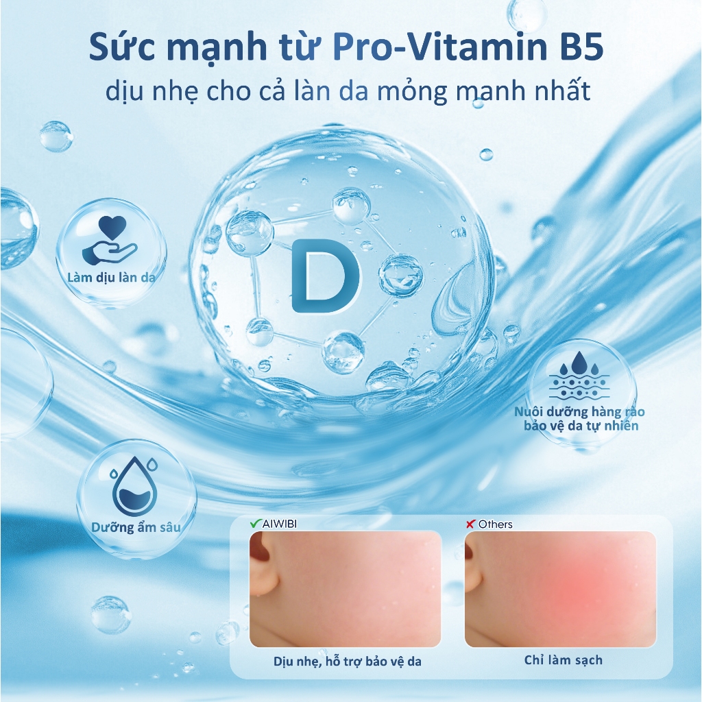 Khăn Ướt Tinh Khiết Aiwibi Chứa D-Panthenol Dưỡng Ẩm, Làm Mềm Da, Dịu Nhẹ Cho Da Nhạy Cảm (1 Gói 80 Miếng)