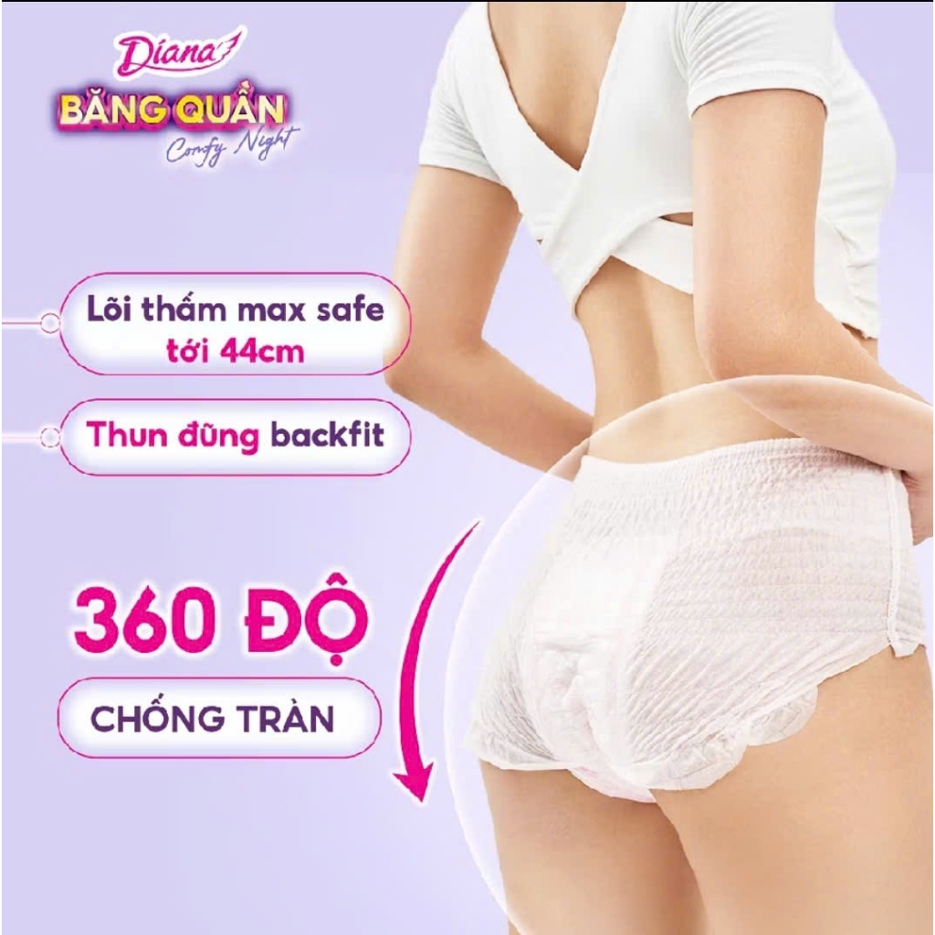 Băng vệ sinh quần Diana Comfy Night ban đêm chống tràn size ML18